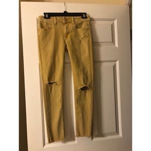 Mustard Yellow AEO Jegging Crop Jeans